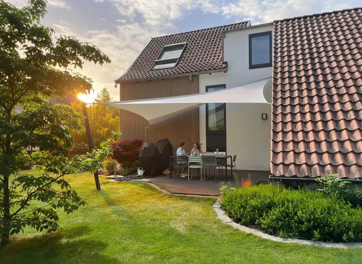 Manuell aufrollbares Sonnensegel diagonal 2 Manuell aufrollbares Sonnensegel diagonal 2